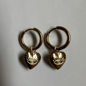 heart evil eye earrings