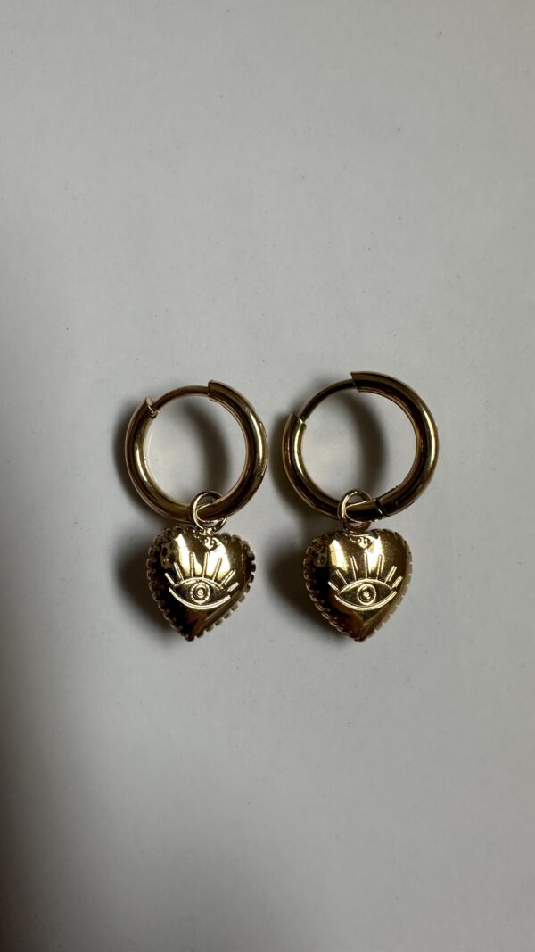 heart evil eye earrings